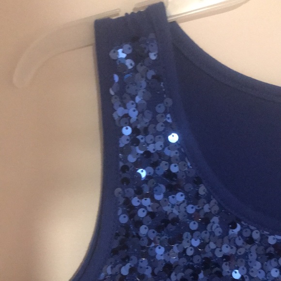 Blue sequinned dress with flowers - Picture 3 of 4